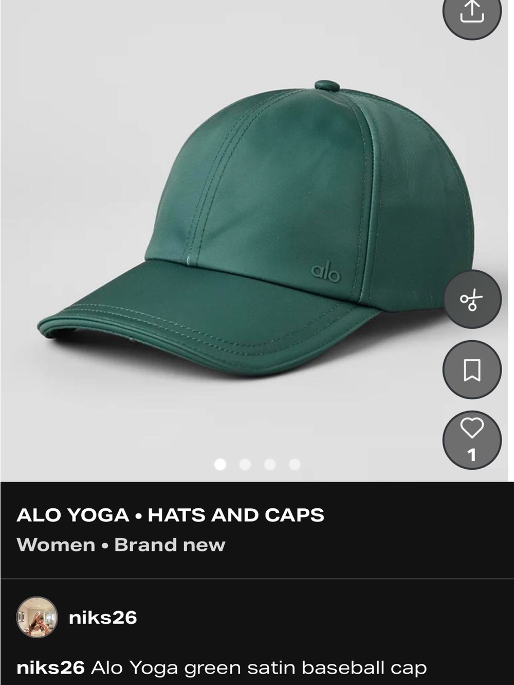 Alo Yoga Satin Baseball Cap - Da Green